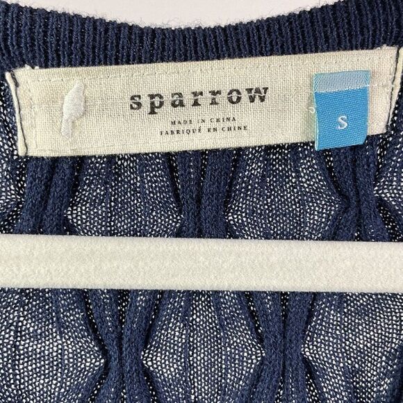 Anthropologie | Sparrow Navy Blue Knit Dress, Flutter sleeves, Small - Picture 8 of 10